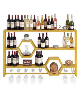 47 Inch Wall Wine Rack Floating Shelves for Home Bar Storage