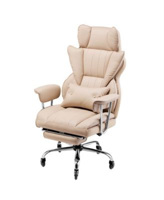 Ergonomic Executive Office Chair with Footrest, 400 lbs Capacity PU Leather Reclining Desk Chair with Lumbar Pillow and Armrests