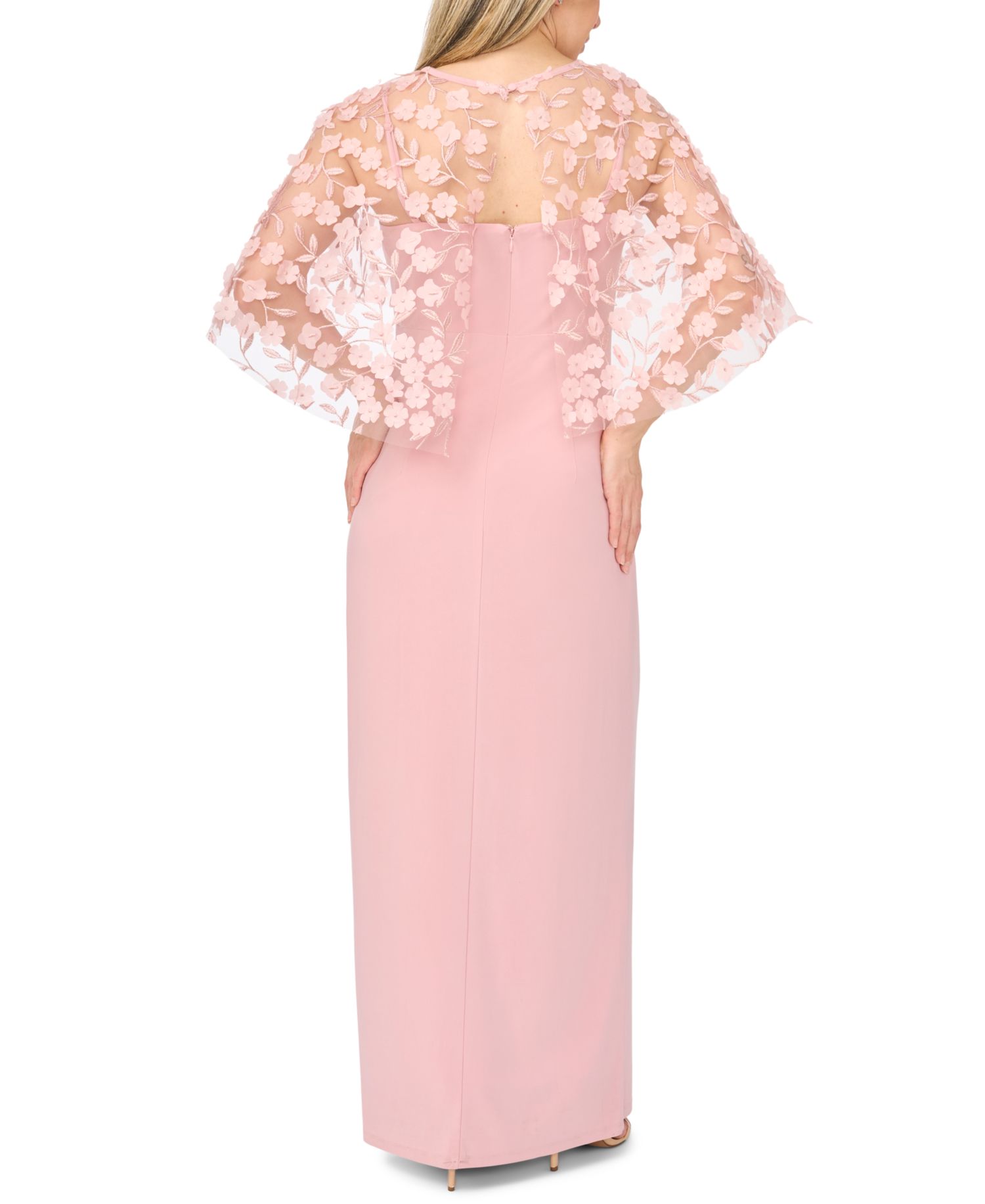 Petite Polyester Blend Crewneck Gown