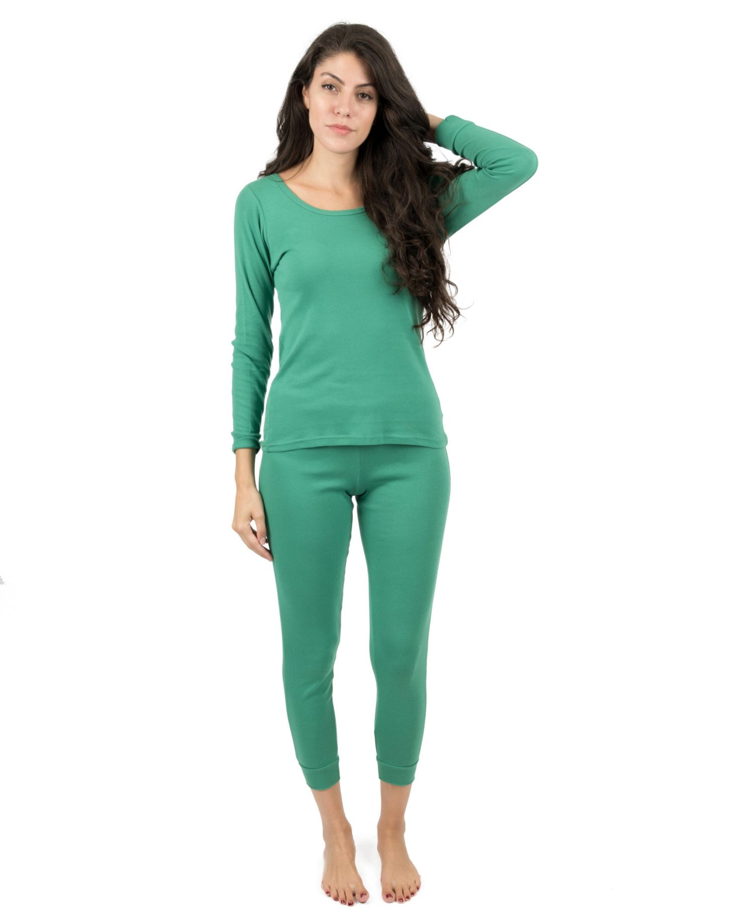 Womens Matching Family Two Piece Cotton Long Sleeve Shirt and Pants Solid Color Pajamas
