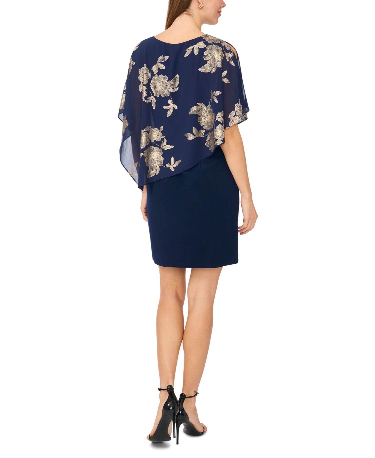 Petite Foil Cape Short Dress