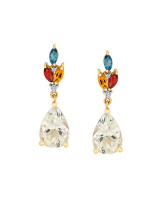 Multi-Gemstone (4.45 ct. t.w.) and Diamond Accent Drop Earrings in 10k Yellow Gold