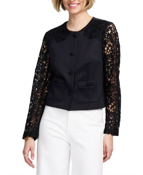 Женские куртки ELLE Collection Women's Lace Satin Jacket