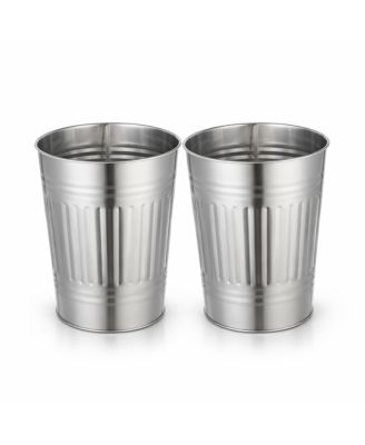 3 Gallon Rectangular Open Top Wastebasket, Stainless Steel, Matte Silver, 2 Pack with Trash Bags