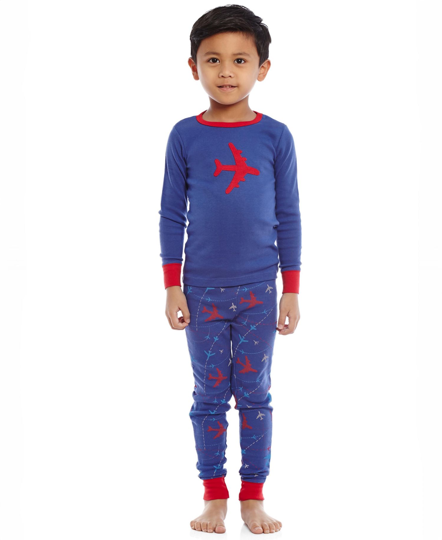 Toddler Boys Two-Piece Cotton Long Sleeve Shirt and Pants Pajama Set