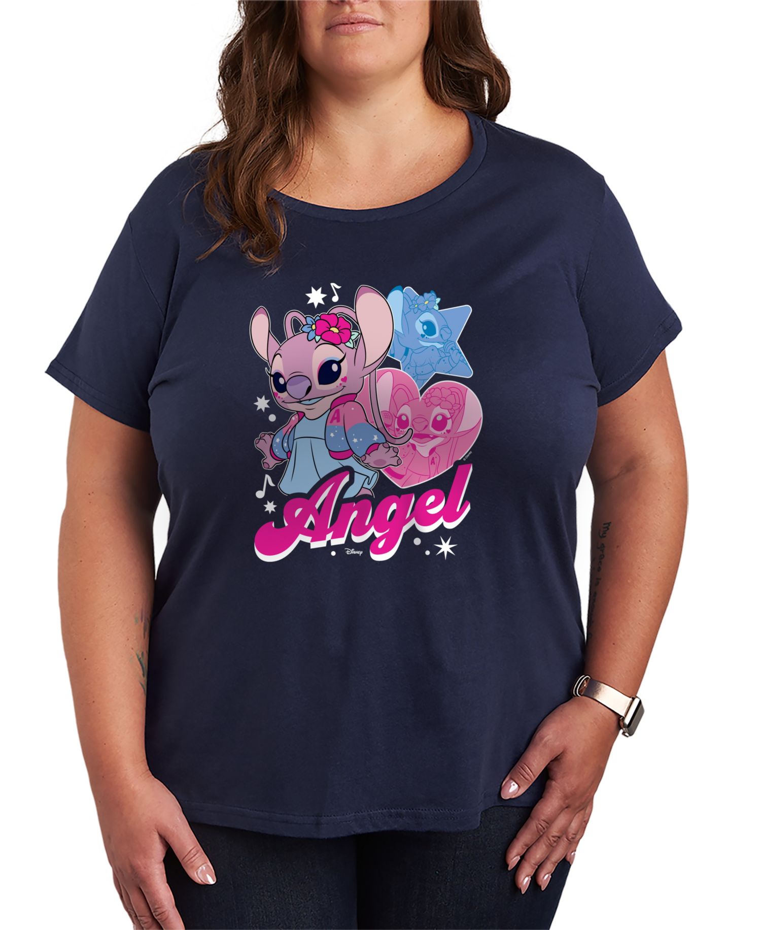 Plus Size Lilo Stitch Angel Popstar Short-Sleeve Graphic T-Shirt