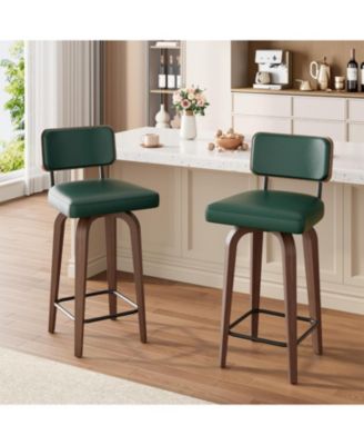 Swivel Bar Stools Set of 2, 26" Upholstered Counter Height Bar Stools