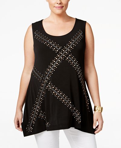 Belldini Plus Size Studded Sleeveless Top