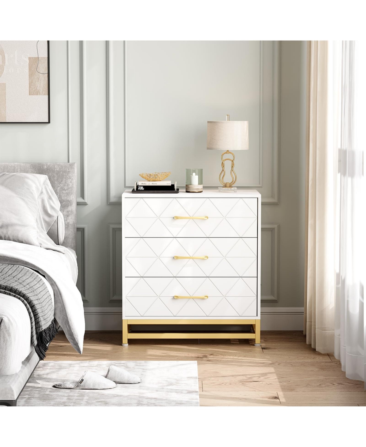 gaomon 3 Drawer Wood Dresser, Modern Storage Chest for Bedroom, Living Room, Hallway or Nursery