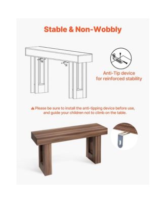 63 Inch Console Table Farmhouse Desk Behind the Couch Wooden Rectangle