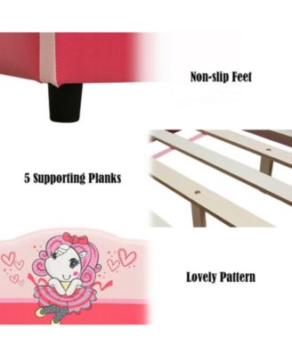 Upholstered Toddler Platform Bed with Playful Girl Pattern