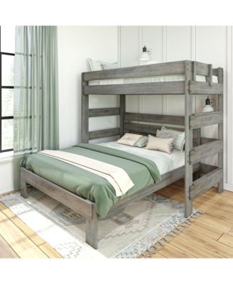 Max and Lily Solid Wood Modern Farmhouse Bunk Bed, L-Shaped Twin over Queen Bed Frame For Kids