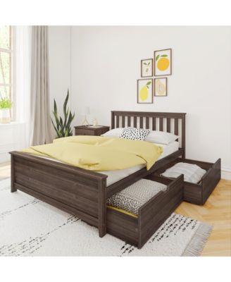 Max and Lily Full Size Bed Frame with Storage Drawers, Solid Wood Platform Bed for Kids