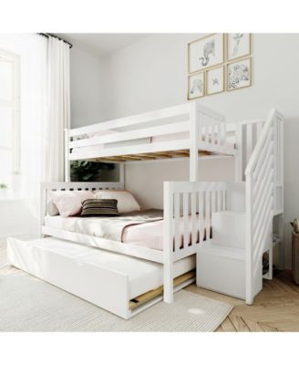 Max and Lily Twin over Full Staircase Bunk Bed with Trundle, Clay