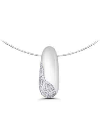 Christian Siriano New York 14k Gold-Plated Oval Shape Slide Hardwire Collar Necklace - Silver