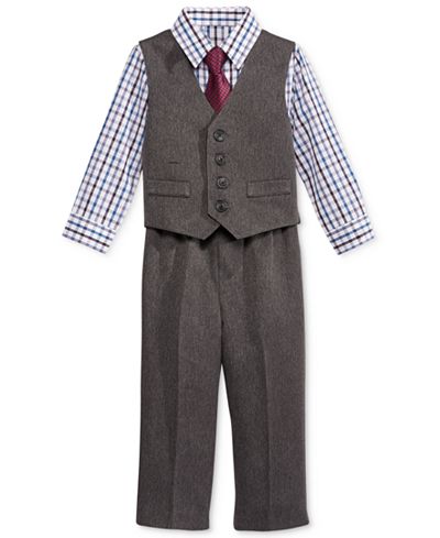 Nautica Baby Boys' 4-Pc. Plaid Shirt, Herringbone Vest, Pants & Tie Set