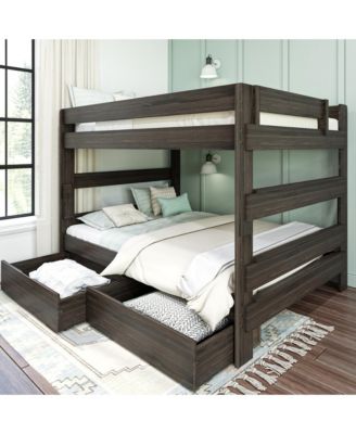 Max and Lily Solid Wood Modern Farmhouse Farmhouse Queen/Queen Bunk Bed with Storage Drawers
