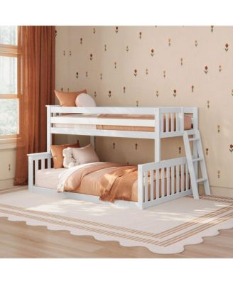 Max and Lily Twin over Full Low Bunk Bed with Ladder on End For Kids