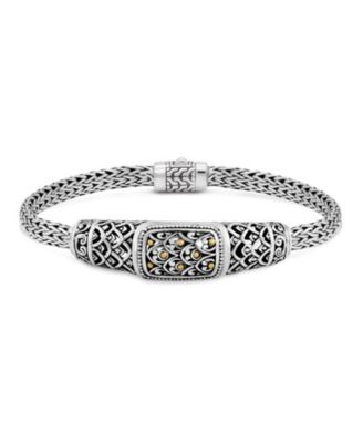 Dragon Skin with Dragon Bone Chain Bracelet in Sterling Silver and 18K Gold Accents