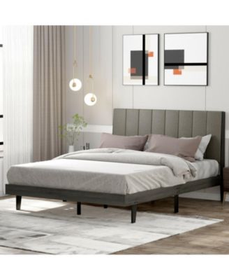 Queen Size Tufted Upholstered Bed Frame with Channel Headboard
