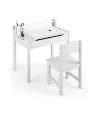 Kids Activity Table and Chair Set with Storage and Paper Roll Holder