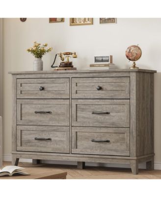 6 Drawer Dresser for Bedroom, 47" Wide Wooden Storage Chest, Freestanding Closet Organizer