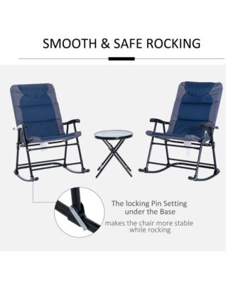 3PC Folding Outdoor Furniture Set, Rocking Chairs, Table,
