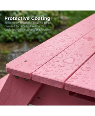 Kids 3-in-1 Outdoor Sand and Water Activity Picnic Table with Umbrella