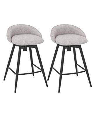 Kitchen Bar Stool Set of 2 Upholstered Seating with Footrest Backrest