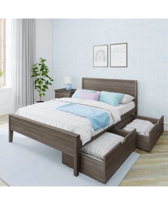 Classic Full-Size Bed with Panel Headboard and Storage Drawers, Pecan