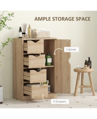 Wooden Storage Cabinet Organizer with 4 Drawers and 1 Shelf,