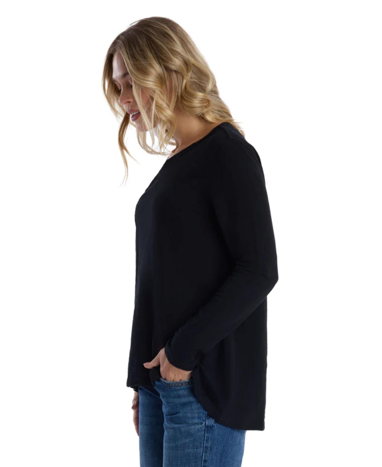 Women's Clothing Wide Neck Long Sleeve Tee