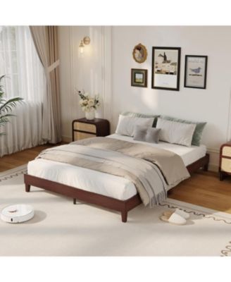 Full Size Bed Frame,9 Inch Sturdy Wood Platform Bed Without Headboard,Wooden Bed Frame with Strong Wood Slats Support,No Box Spring Neededd