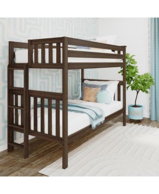 Solid Wood Twin over Twin Bunk Bed with Ladder on End