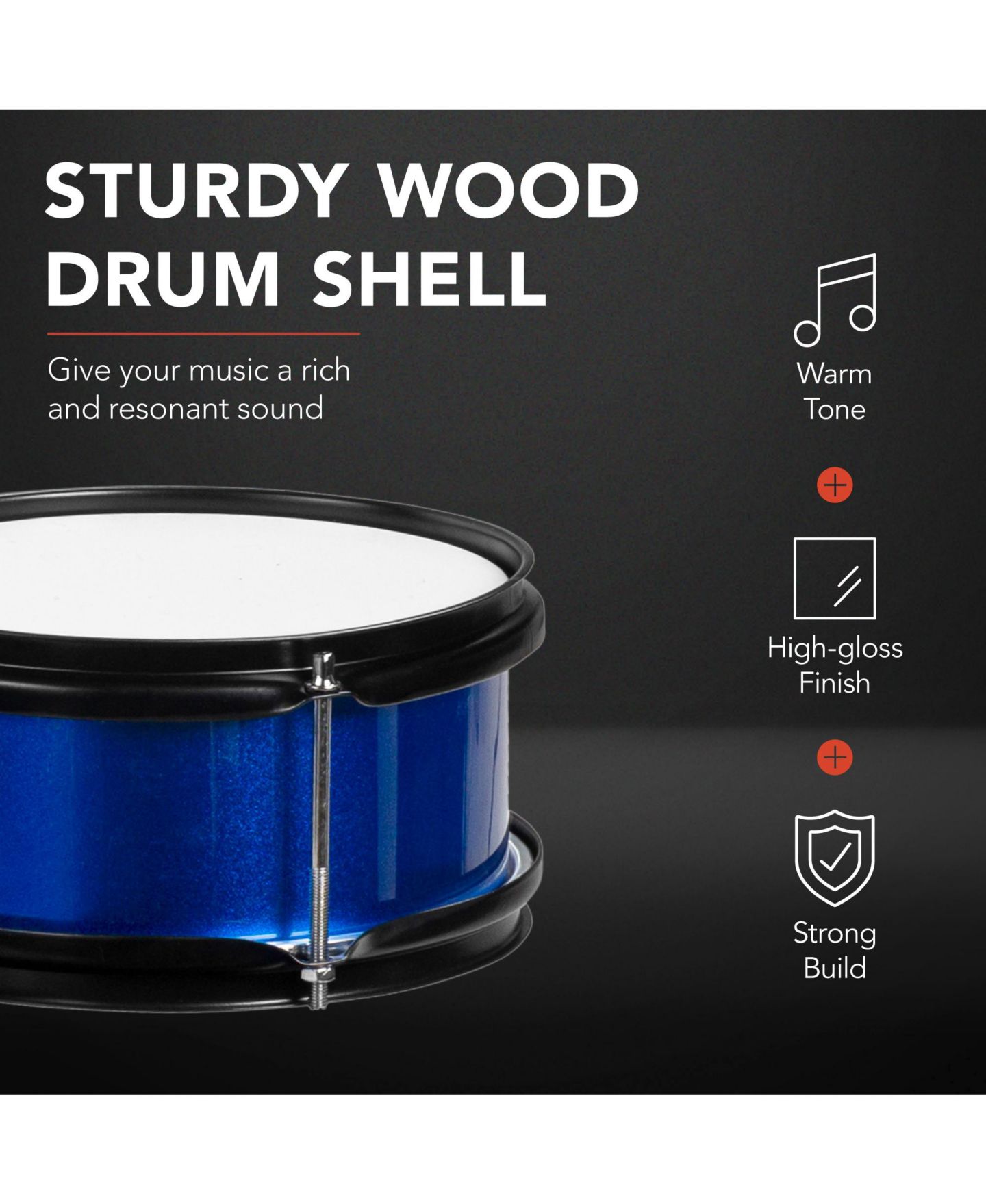 Детские игрушки Best Choice Products Beginner 3-Piece Drum Set, Ages 3+, цвет: Синий / Чёрный — фото 4