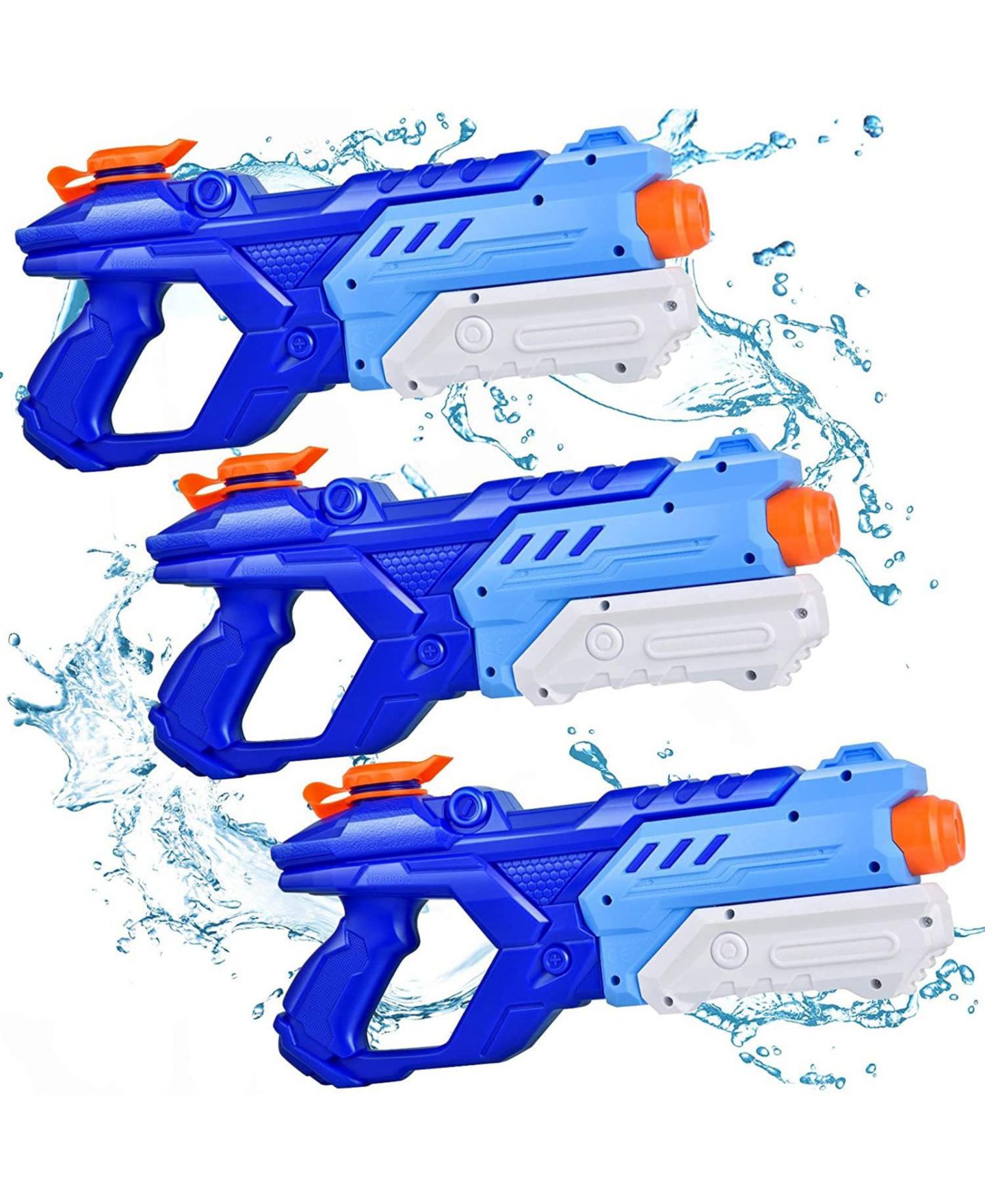 Детские игрушки GNUADZ 3-Pack 600cc High-Capacity Long-Range Pump-Action Water Blasters, Ages 5+, цвет: Синий — фото 1
