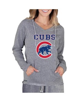 Women's Gray Chicago Cubs Mainstream Terry Long Sleeve Hoodie Top