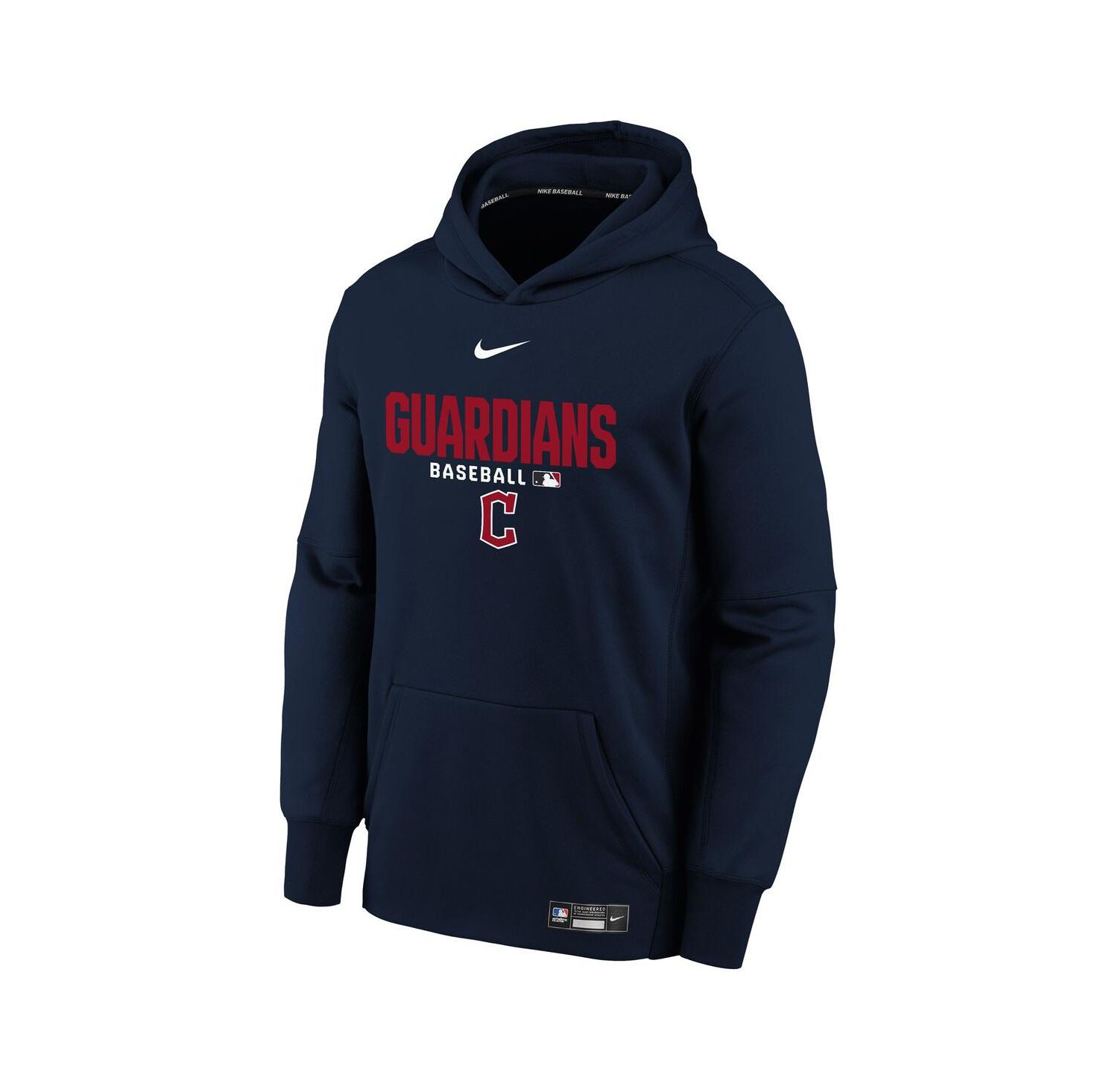 Big Boys and Girls Navy Cleveland Guardians Authentic Collection Therma-FIT Hoodie