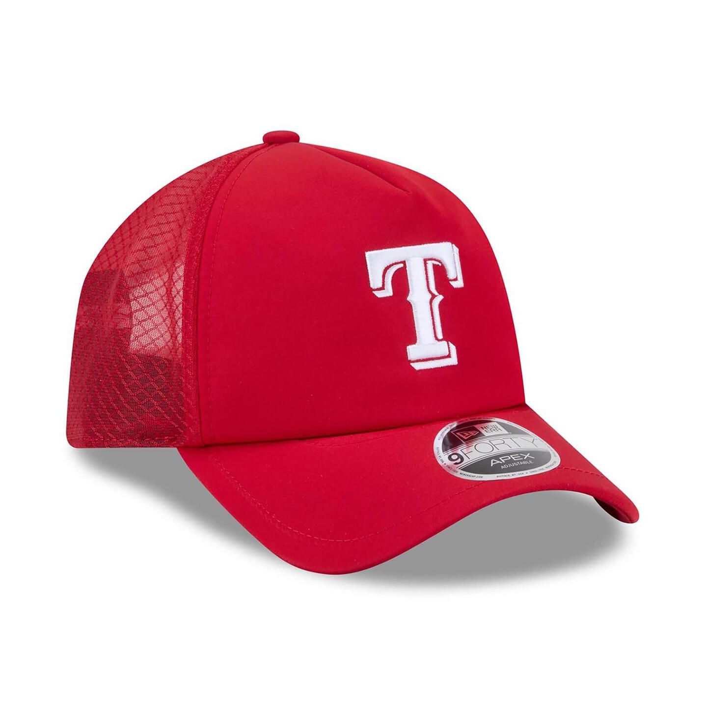 Мужская кепка New Era Red Texas Rangers 2026 Batting Practice Apex 9FORTY Adjustable Trucker Hat — фото 3