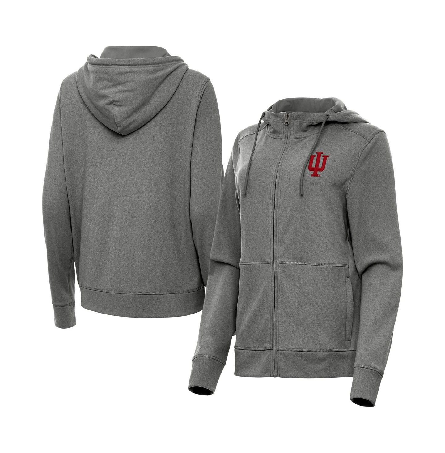 Женская куртка Antigua Heather Black Indiana Hoosiers Seeker Full-Zip Hoodie Jacket — фото 1