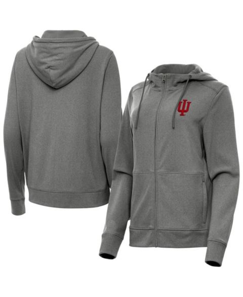 Женские худи Antigua Women's Heather Black Indiana Hoosiers Seeker Full-Zip Jacket