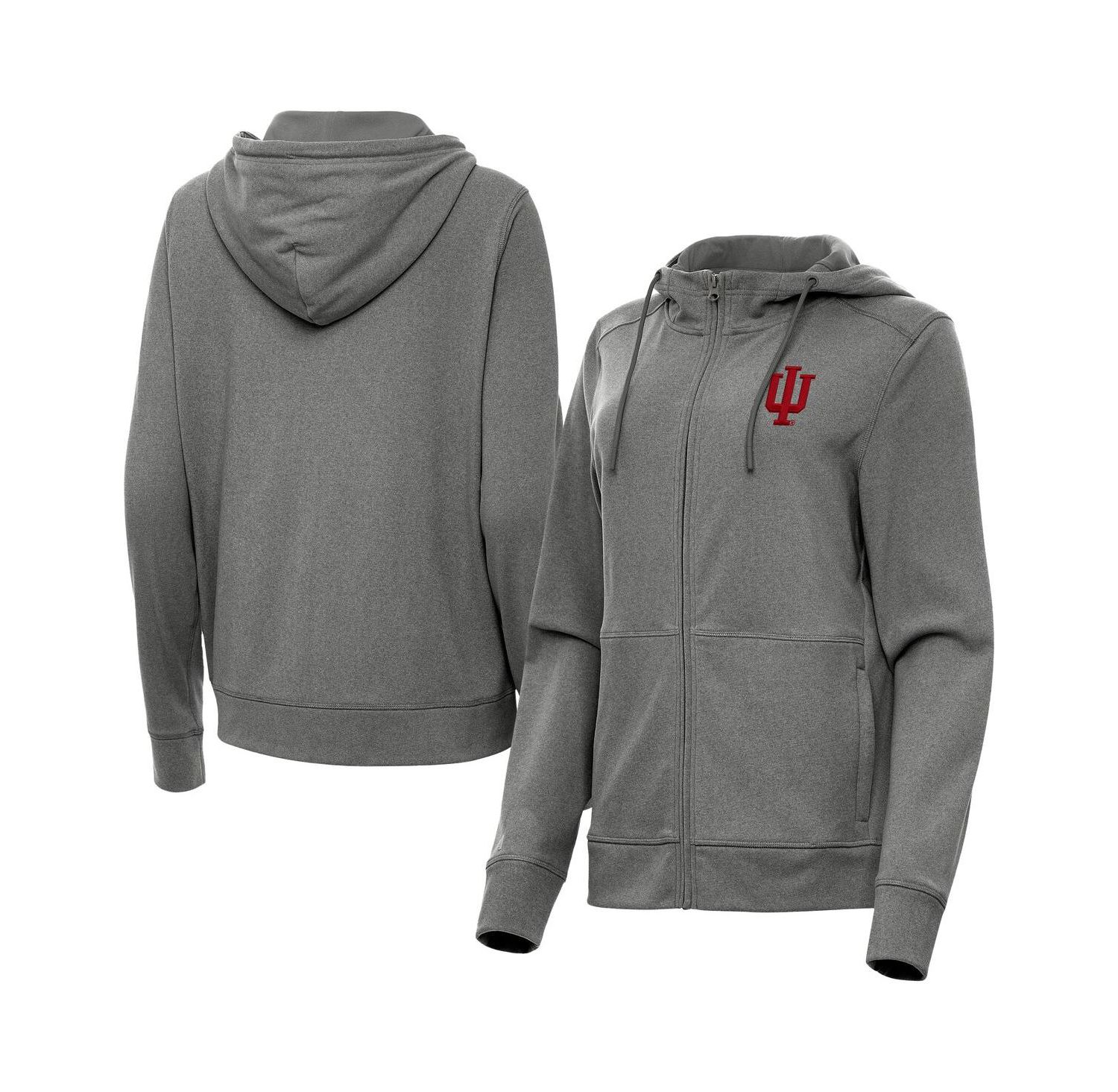 Women's Heather Black Indiana Hoosiers Seeker Full-Zip Hoodie Jacket