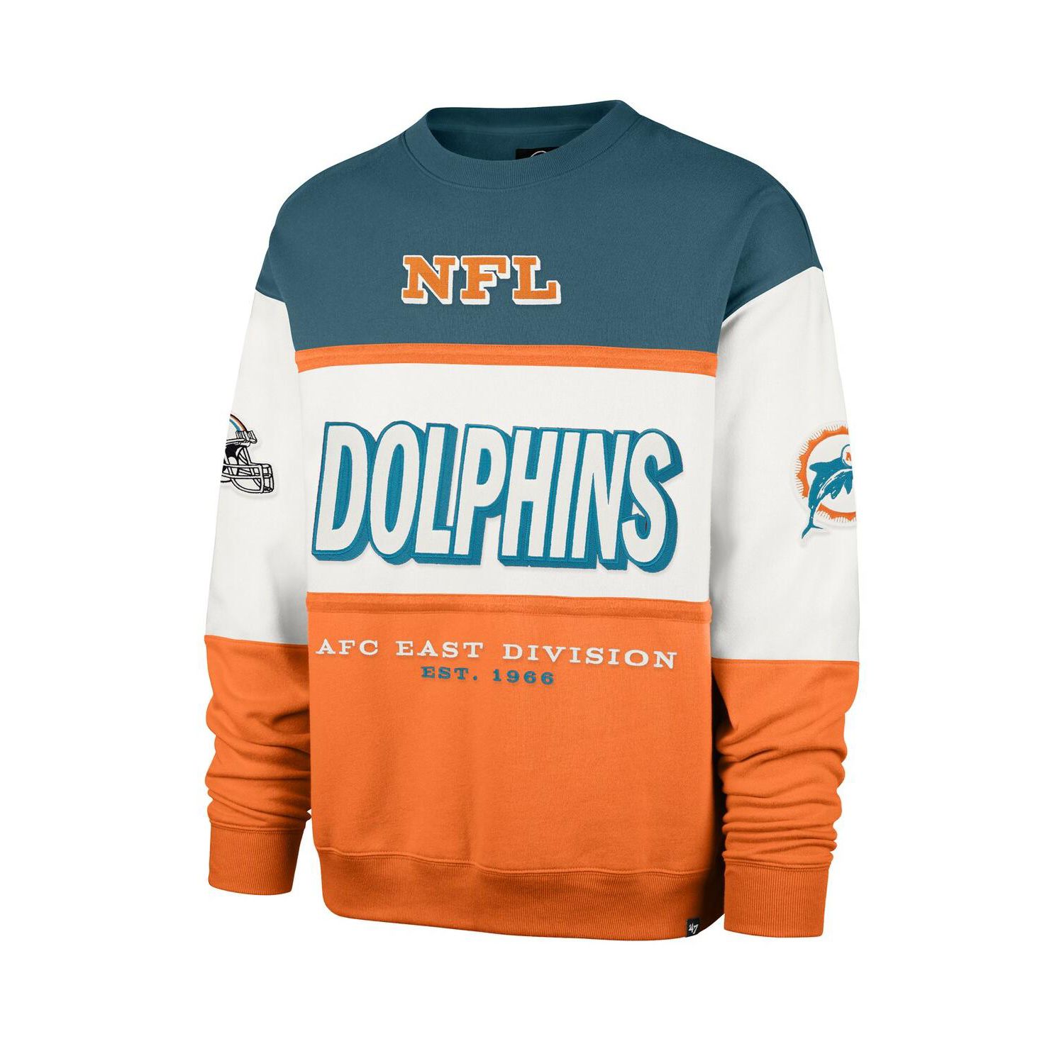 Men's Aqua/Orange Miami Dolphins Throwback Breeze Maximalist Sweatshirt