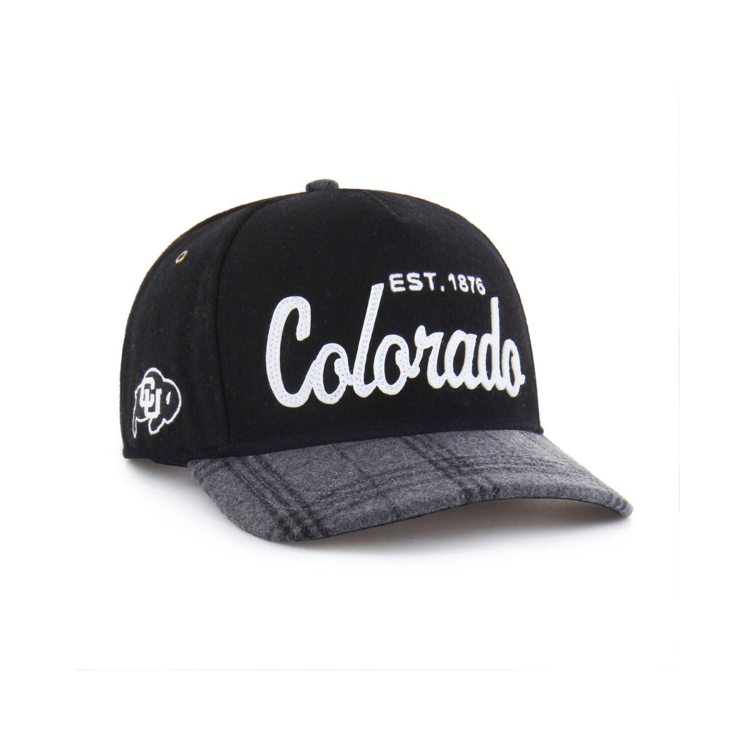 Men's and Women's Black Colorado Buffaloes Windowpane Plaid Collection Hitch Adjustable Hat