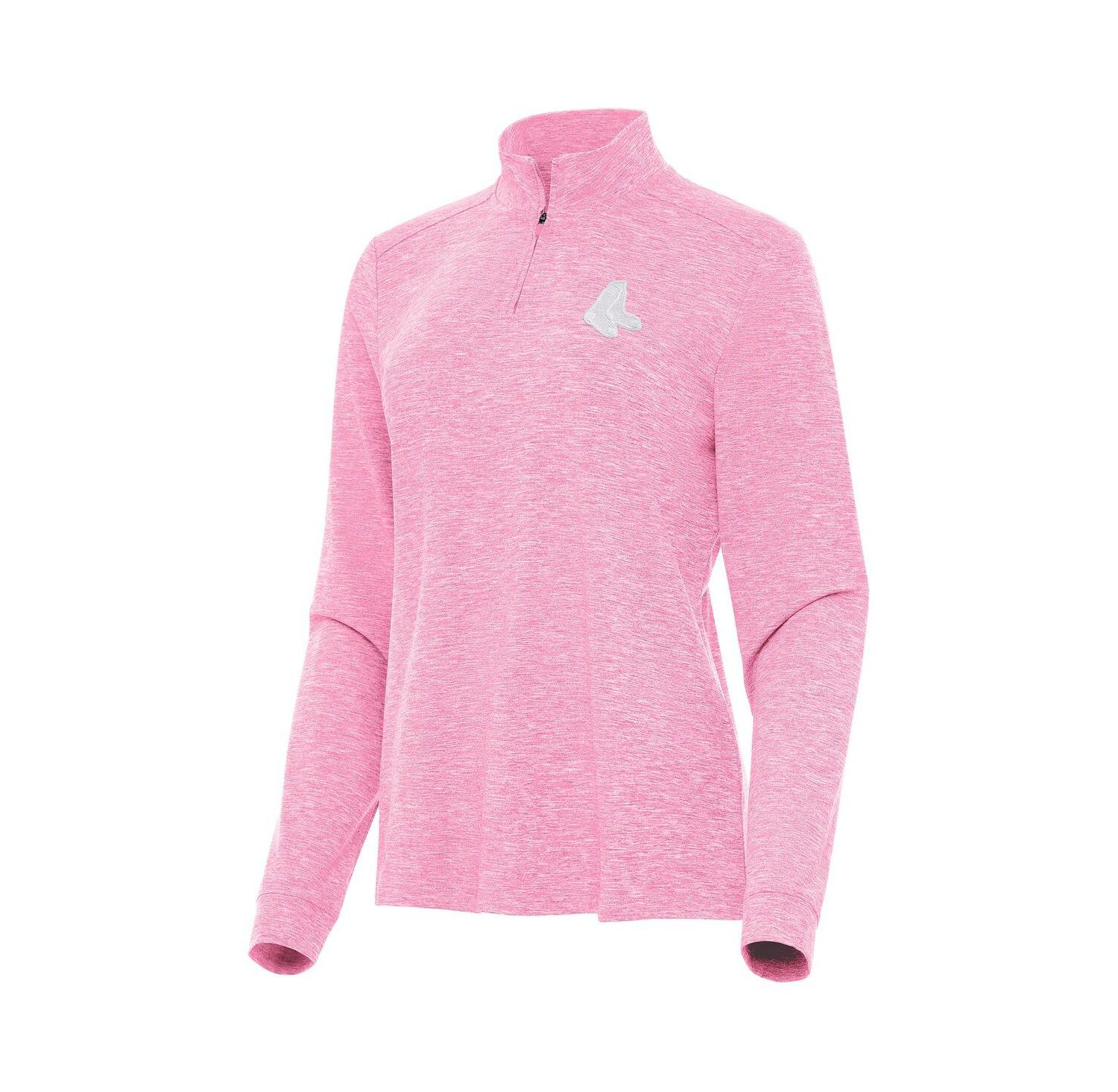 Women's Pink Boston Red Sox Mentor Lightweight Mock Neck Quarter-Zip Top