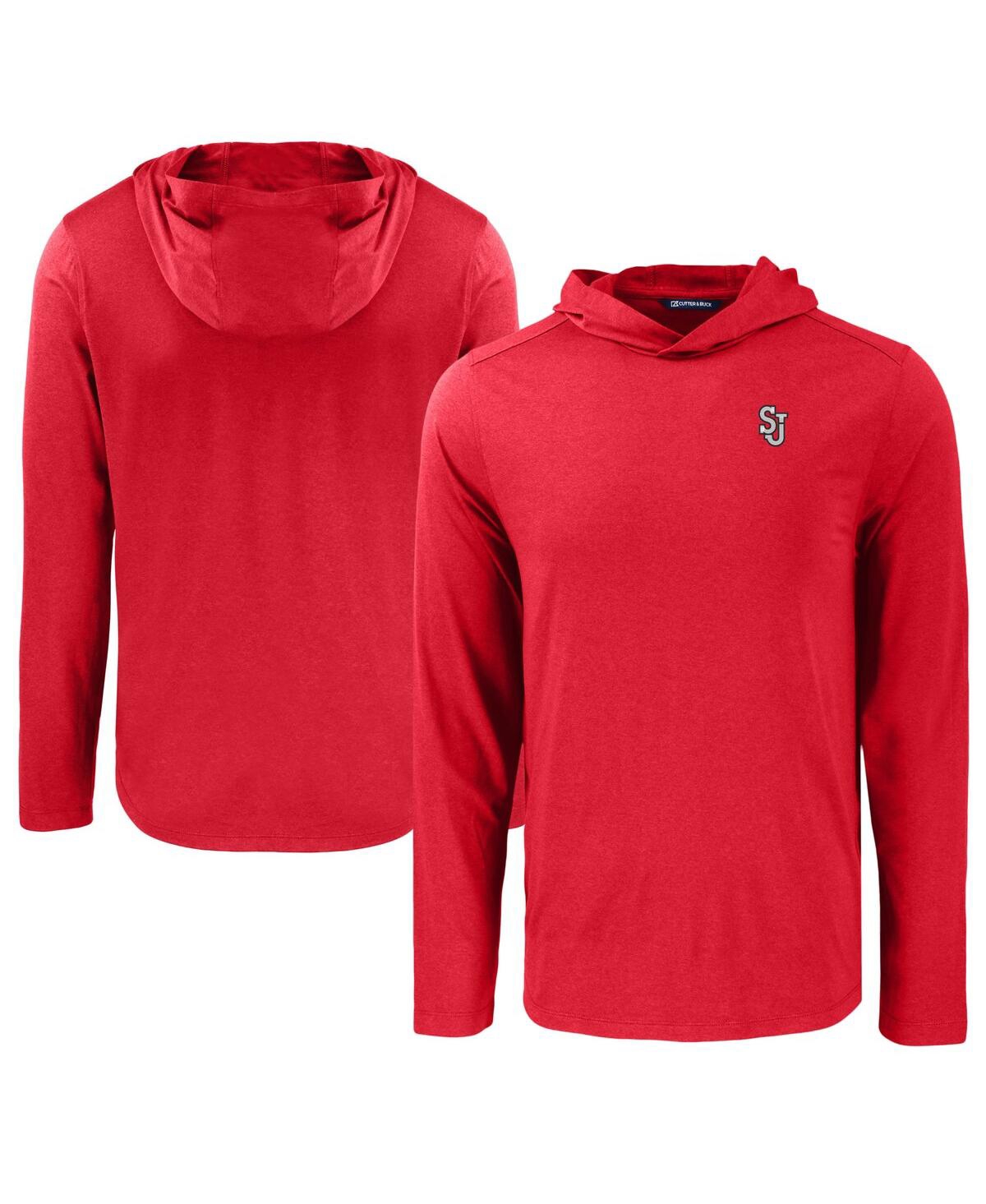 Cutter & Buck Men's Red St. John's Red Storm Coastline Epic Comfort Eco Long Sleeve Hoodie T-Shirt - Red