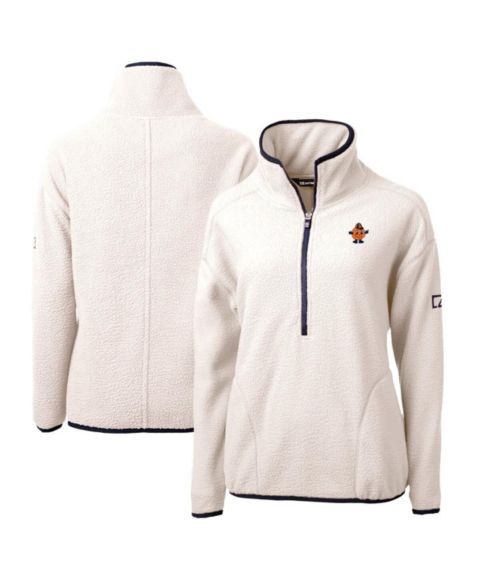 Женские свитеры Cutter & Buck Women's Oatmeal Syracuse Orange Vault Cascade Eco Sherpa Fleece Half-Zip Pullover Jacket