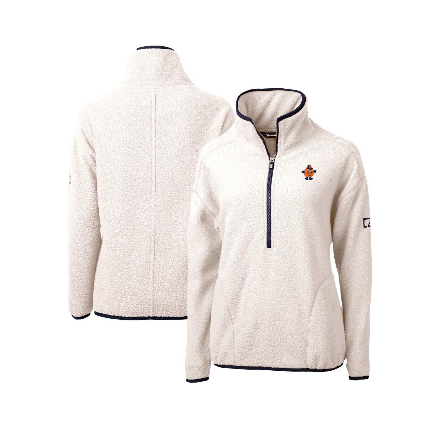 Women's Oatmeal Syracuse Orange Vault Cascade Eco Sherpa Fleece Half-Zip Pullover Jacket