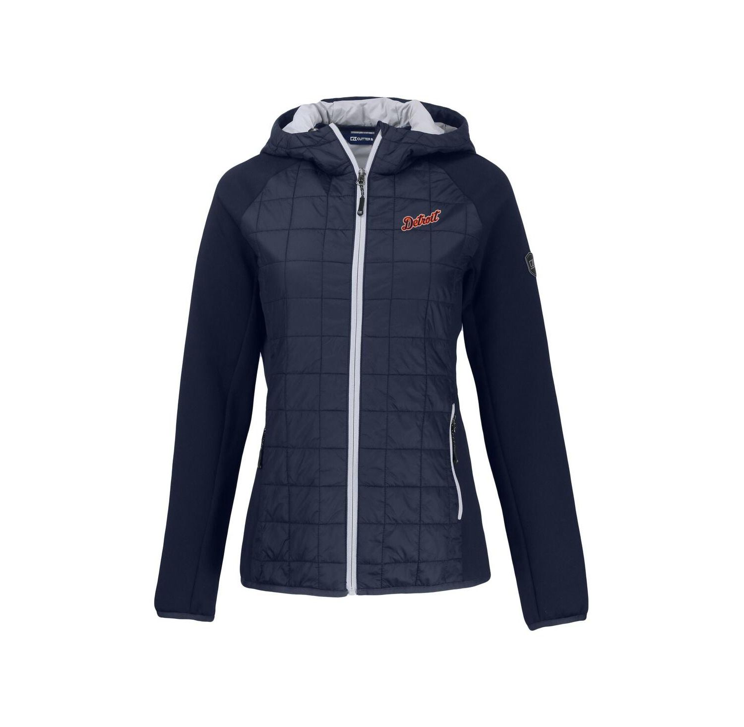Women's Navy Detroit Tigers Cooperstown Collection Rainier PrimaLoft Eco Full-Zip Hybrid Jacket