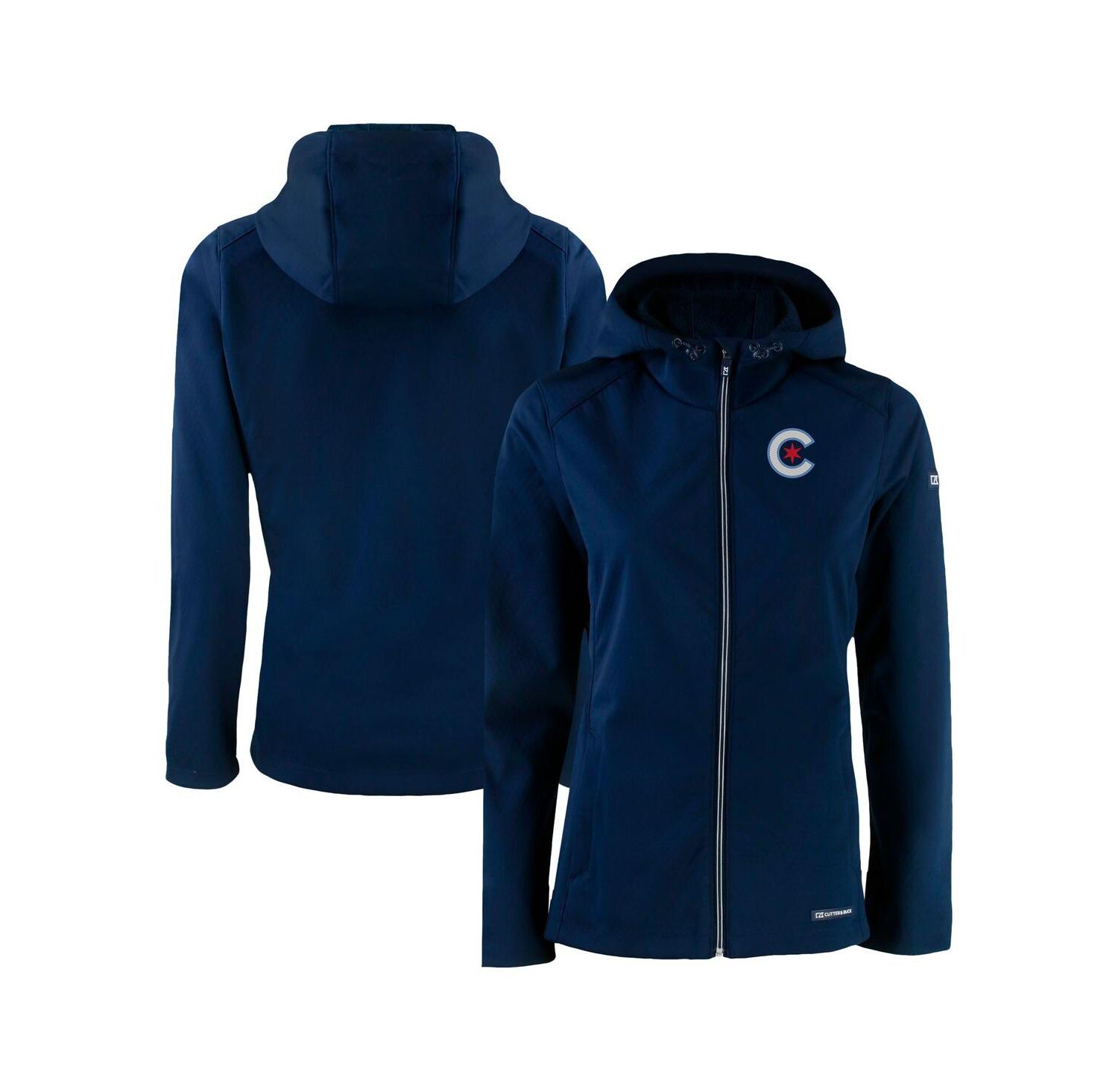 Women's Navy Chicago Cubs City Connect Evoke Eco Softshell Full-Zip Hoodie Jacket
